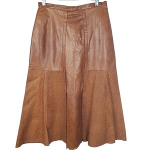 Tan leather Midi-maxi Skirt size M approximately